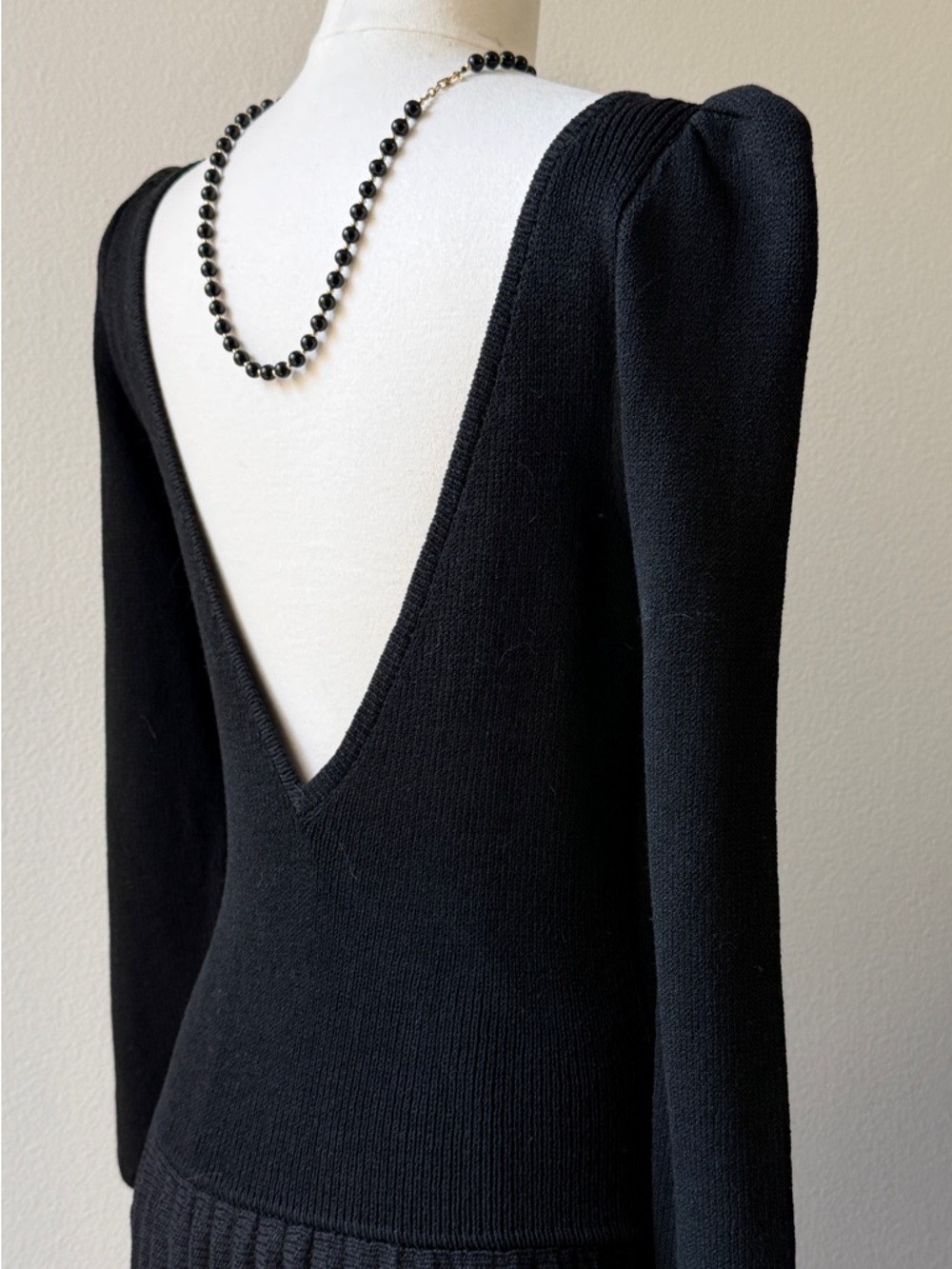Vintage St John Elegant Black Pleated Maxi Dress